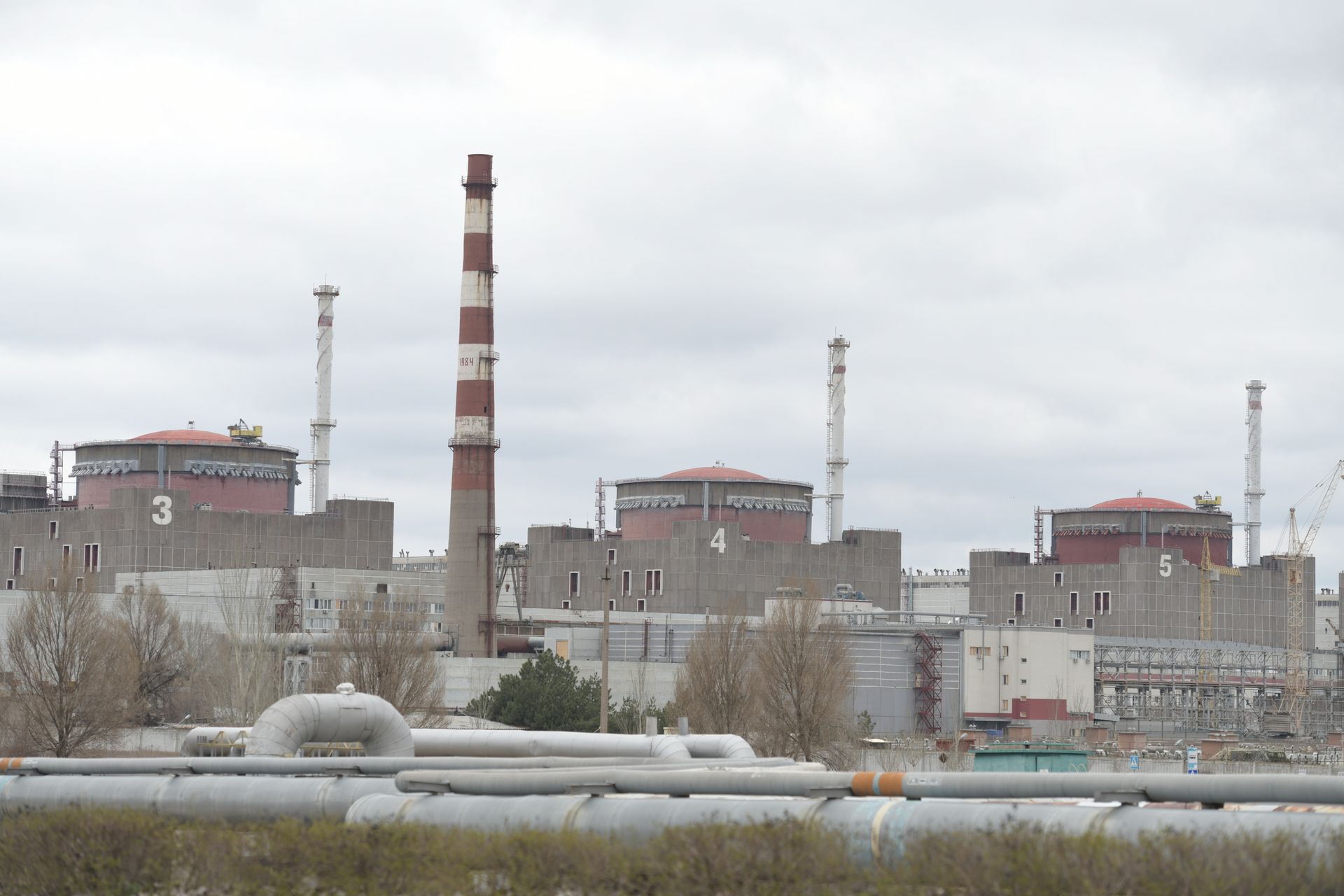 Zaporizhzhia Nuclear Power Plant viewed from the bank of Kakhovka Reservoir