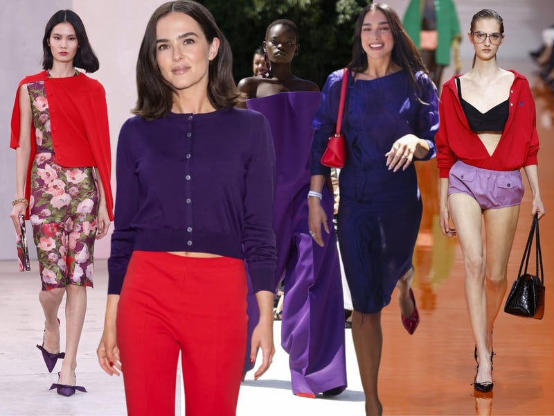 Purple and red color combination summer 2026 fashion trend on the runway