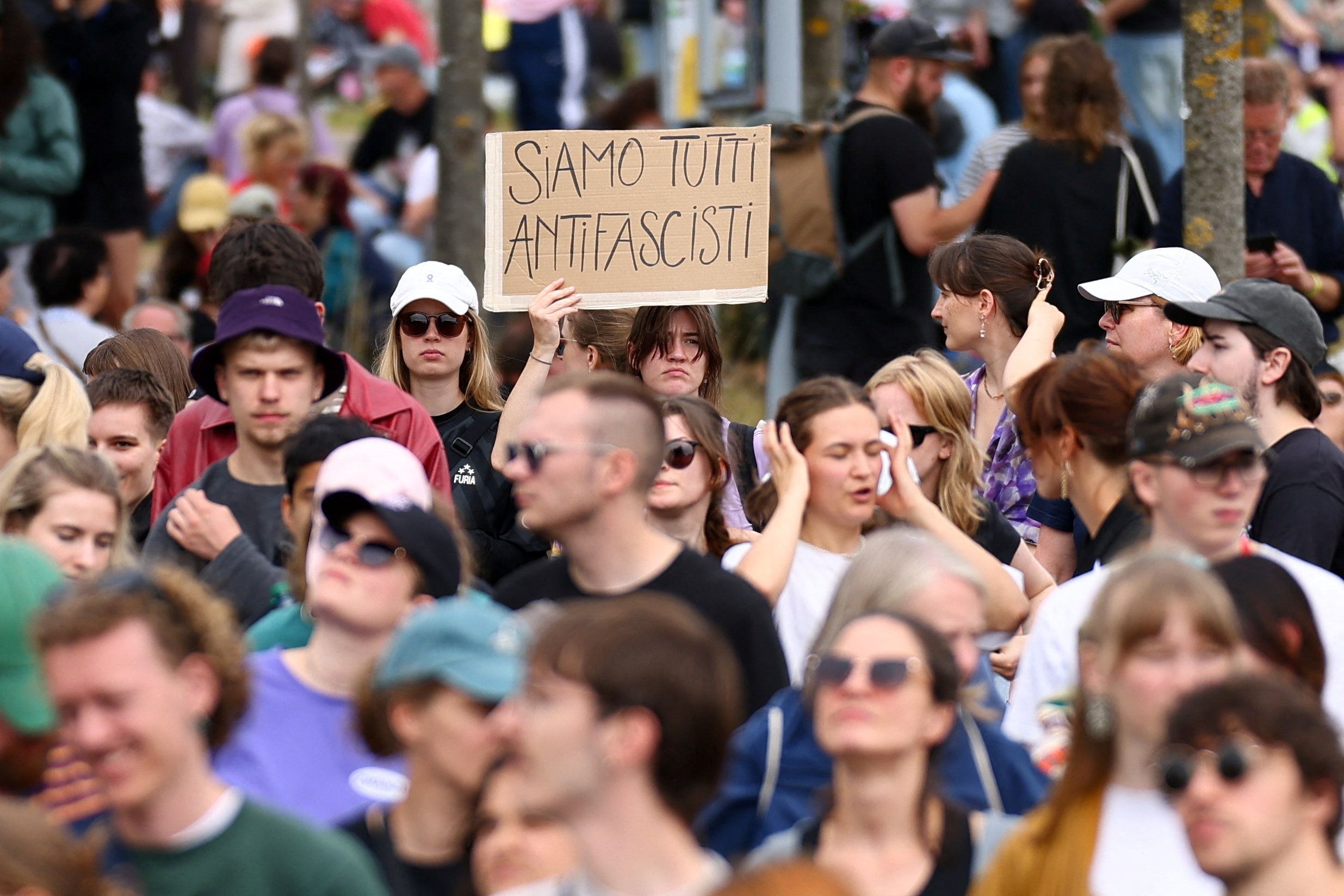 Protesters rally against the AfD party conference in Erfurt Germany July 4 2026