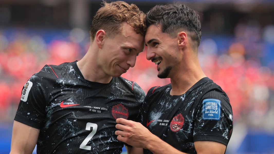 Alphonso Davies in action for Canada against South Africa at the 2026 FIFA World Cup