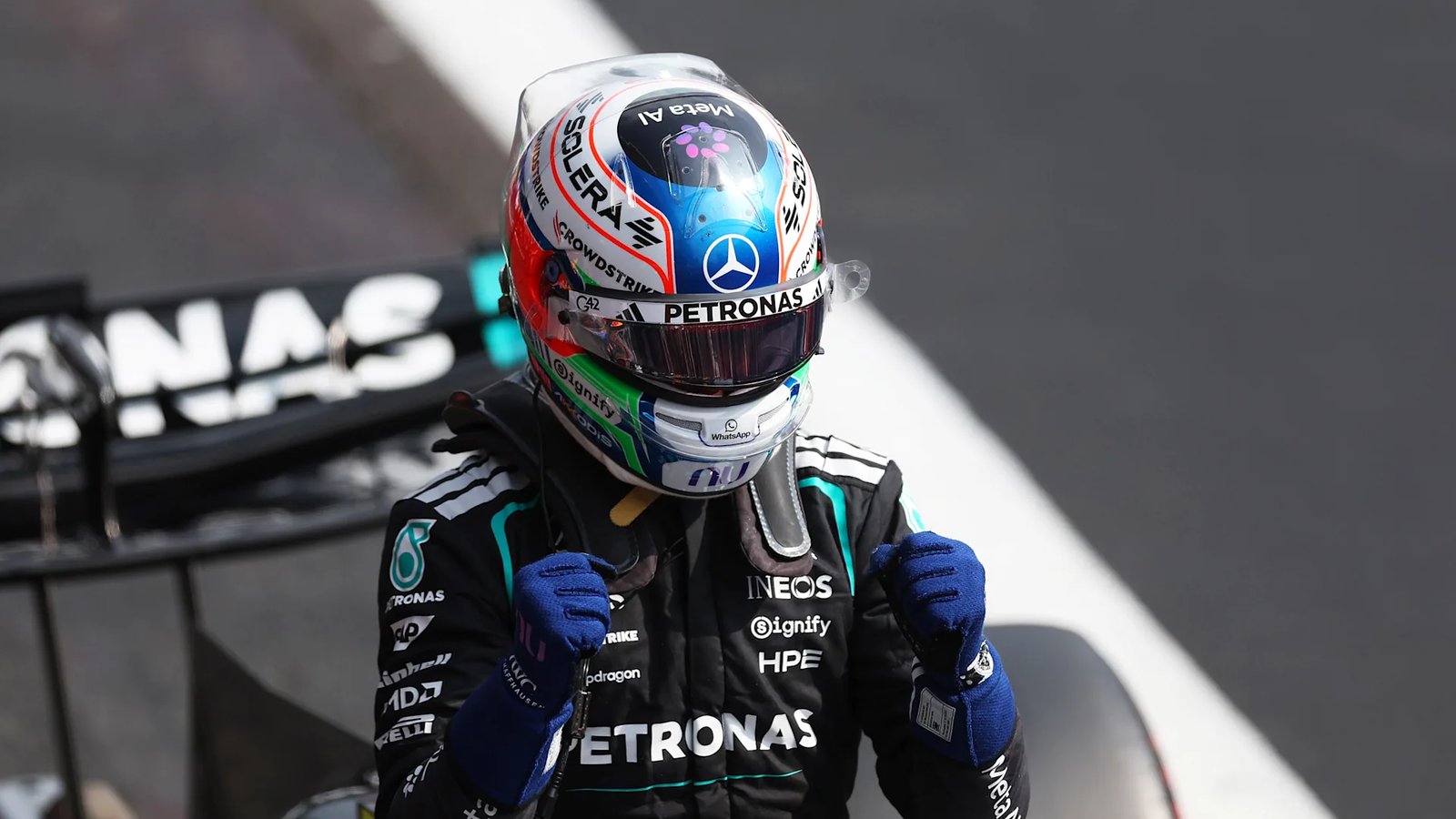 Kimi Antonelli in his Mercedes during qualifying for the 2026 Belgian Grand Prix at Spa-Francorchamps.