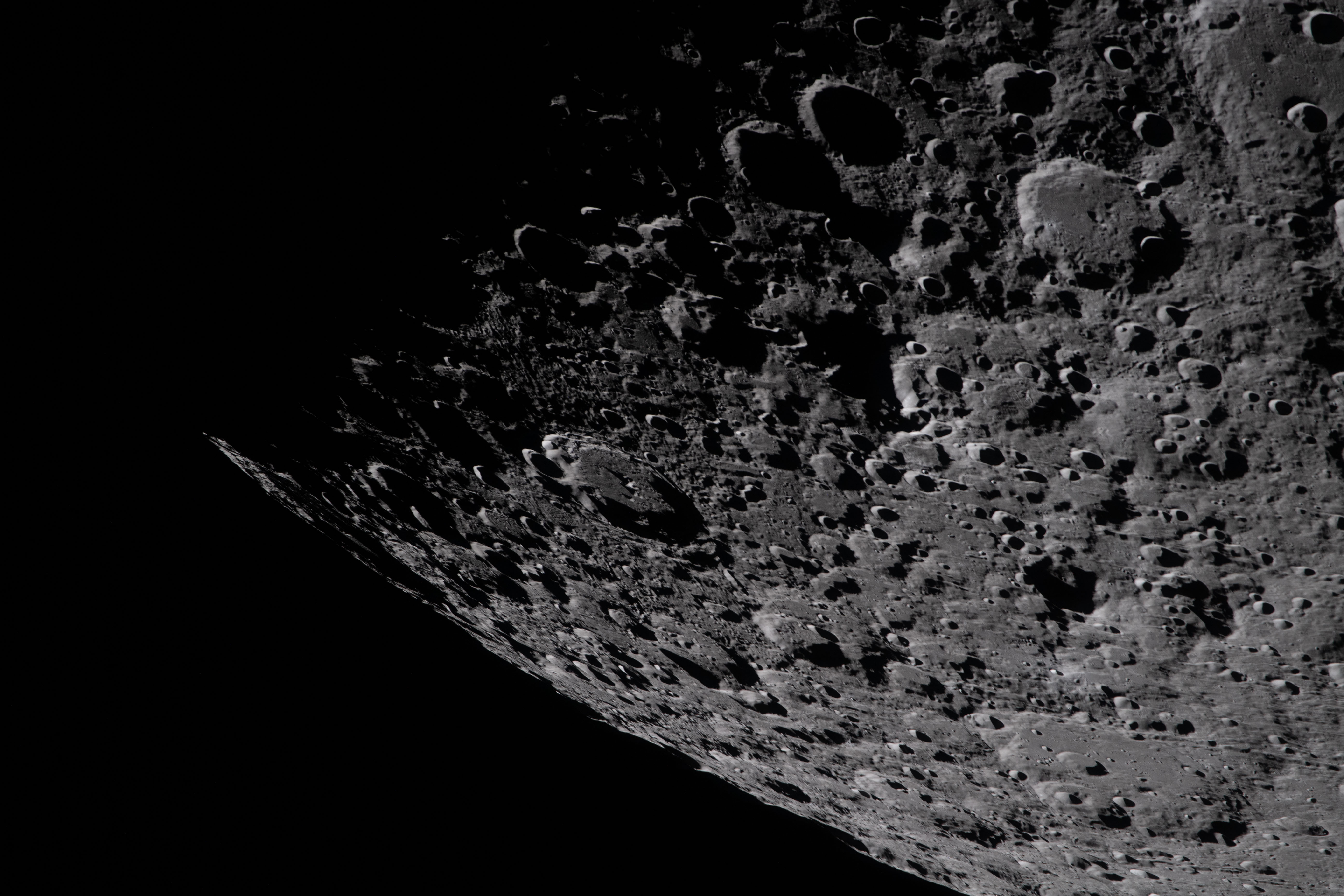 Artemis II crew photograph of the heavily cratered terrain of the Moon's south pole region