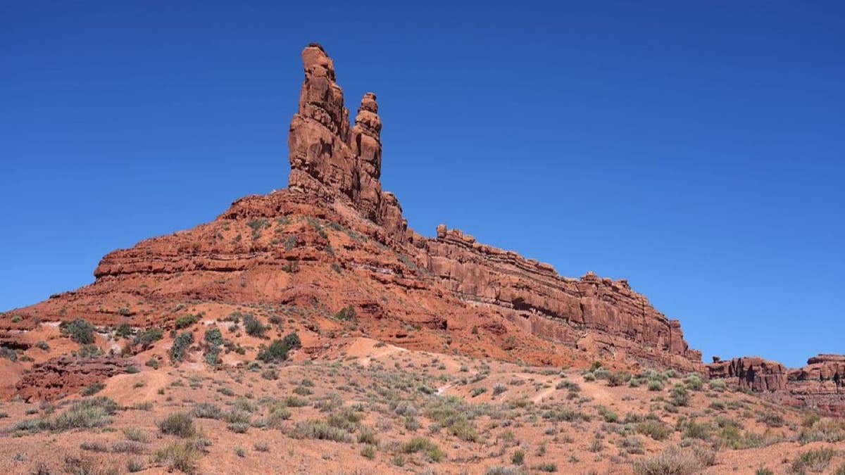Aerial view of red rock formations in Bears Ears National Monument, Utah