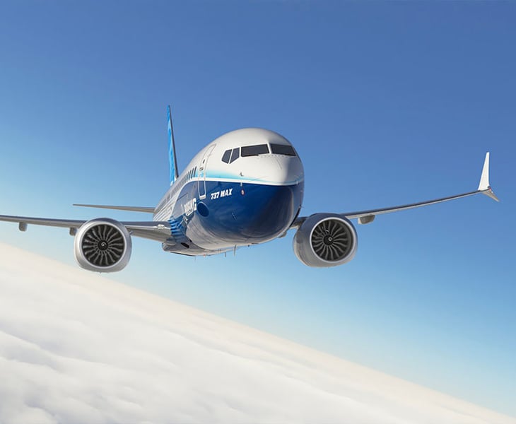 A Boeing 737 MAX aircraft on the tarmac, one of Boeing's key commercial jets returning to positive deliveries in Q2 2026