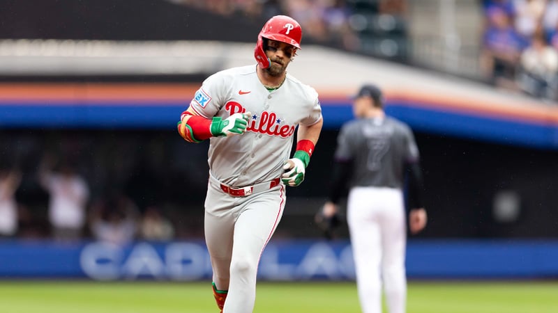 Bryce Harper competing in the 2026 MLB Home Run Derby at Citizens Bank Park Philadelphia