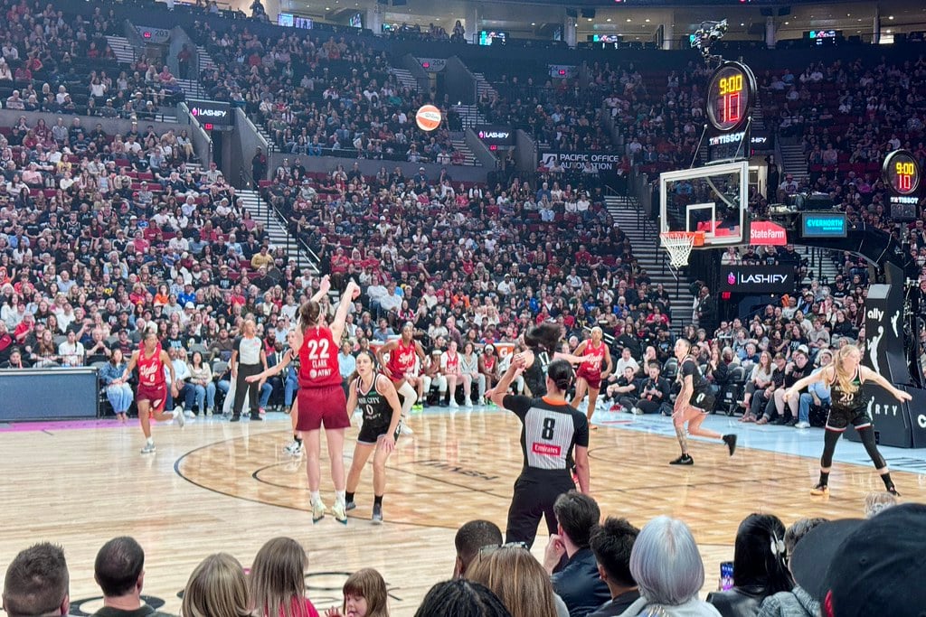 Caitlin Clark shooting during an Indiana Fever WNBA game