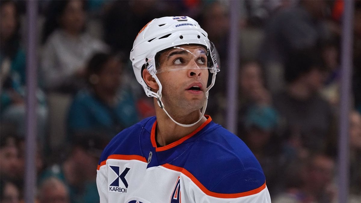 Darnell Nurse of the Edmonton Oilers, who was traded to the San Jose Sharks