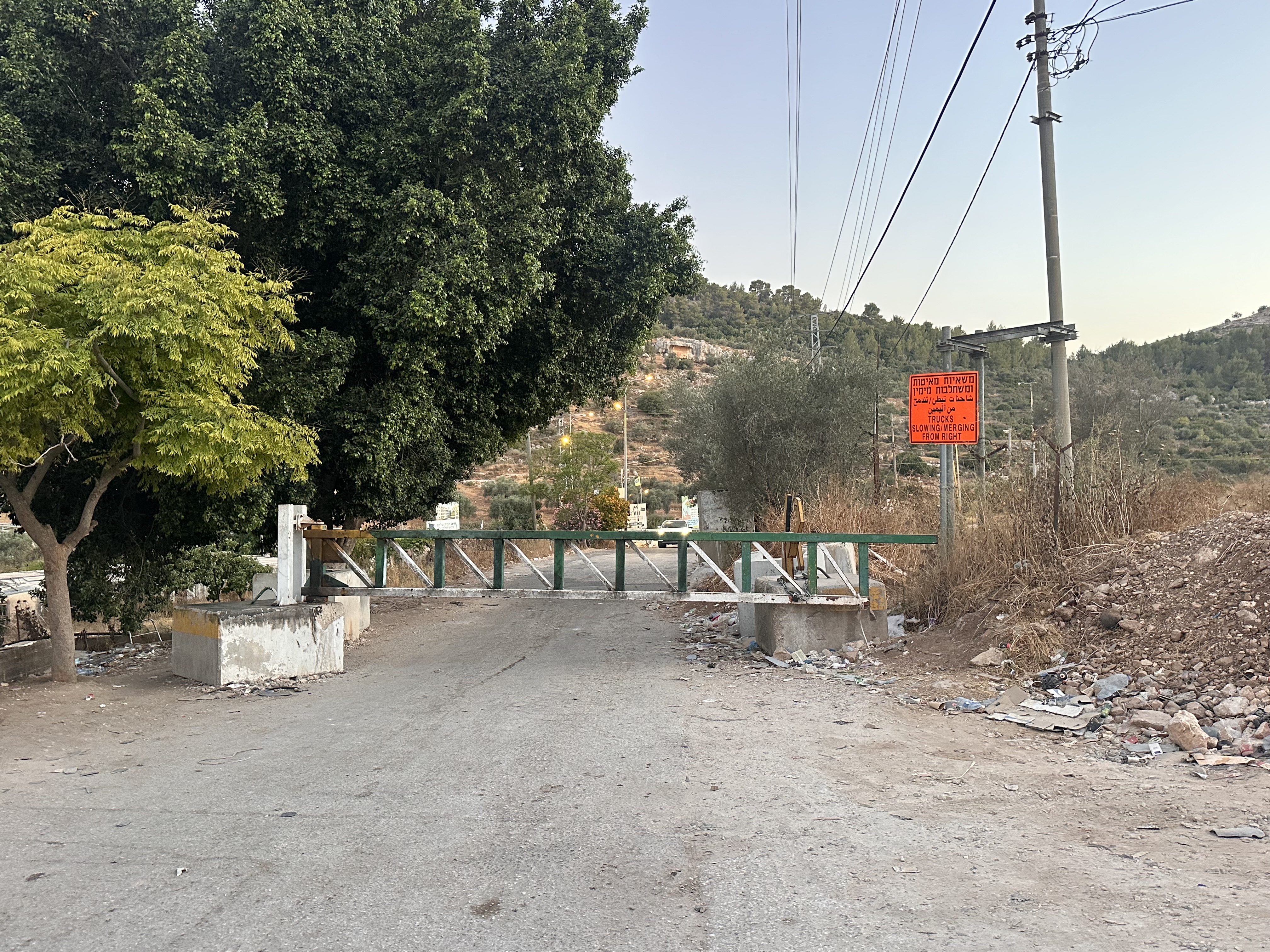 The locked Israeli military gate at Deir Ammar refugee camp that blocked Ahmad Zaid's family from reaching an ambulance