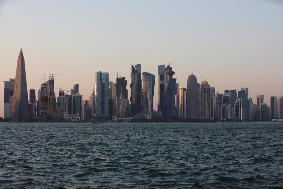 Doha financial district skyline where US and Iranian negotiators have been meeting in 2026