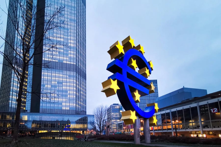 European Central Bank headquarters in Frankfurt as eurozone inflation falls to 2.8% in June 2026