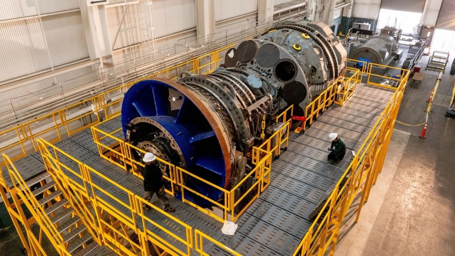 GE Vernova HA gas turbine at Houston service center, the type being used in Joulent's Project Kilby for Microsoft AI data centers
