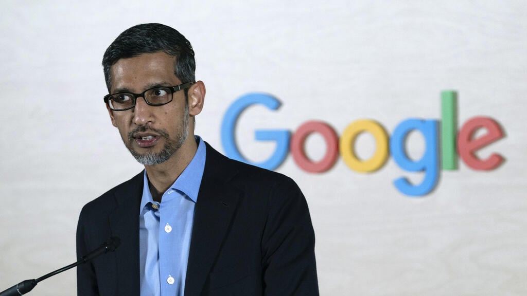 Google CEO Sundar Pichai at press conference amid EU Android antitrust ruling