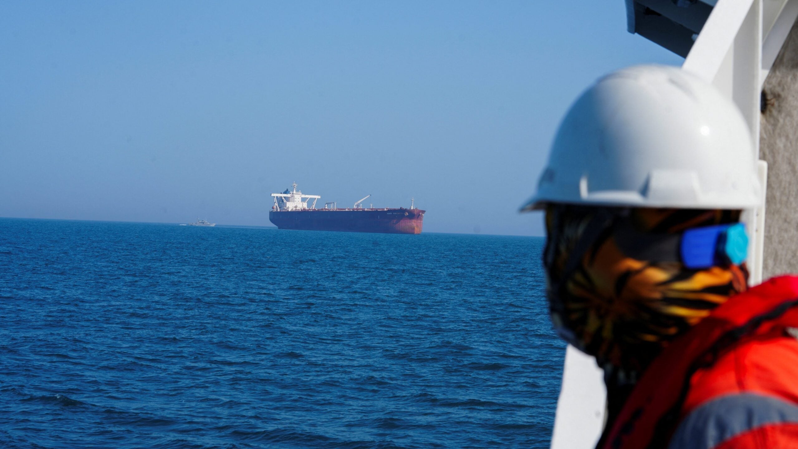 Oil tanker transiting waters near the Strait of Hormuz and Iraq Basra terminal 2026