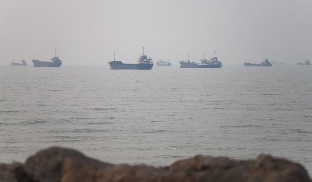 Vessels in the Strait of Hormuz near Bandar Abbas Iran as US-Iran war drives oil prices above $90