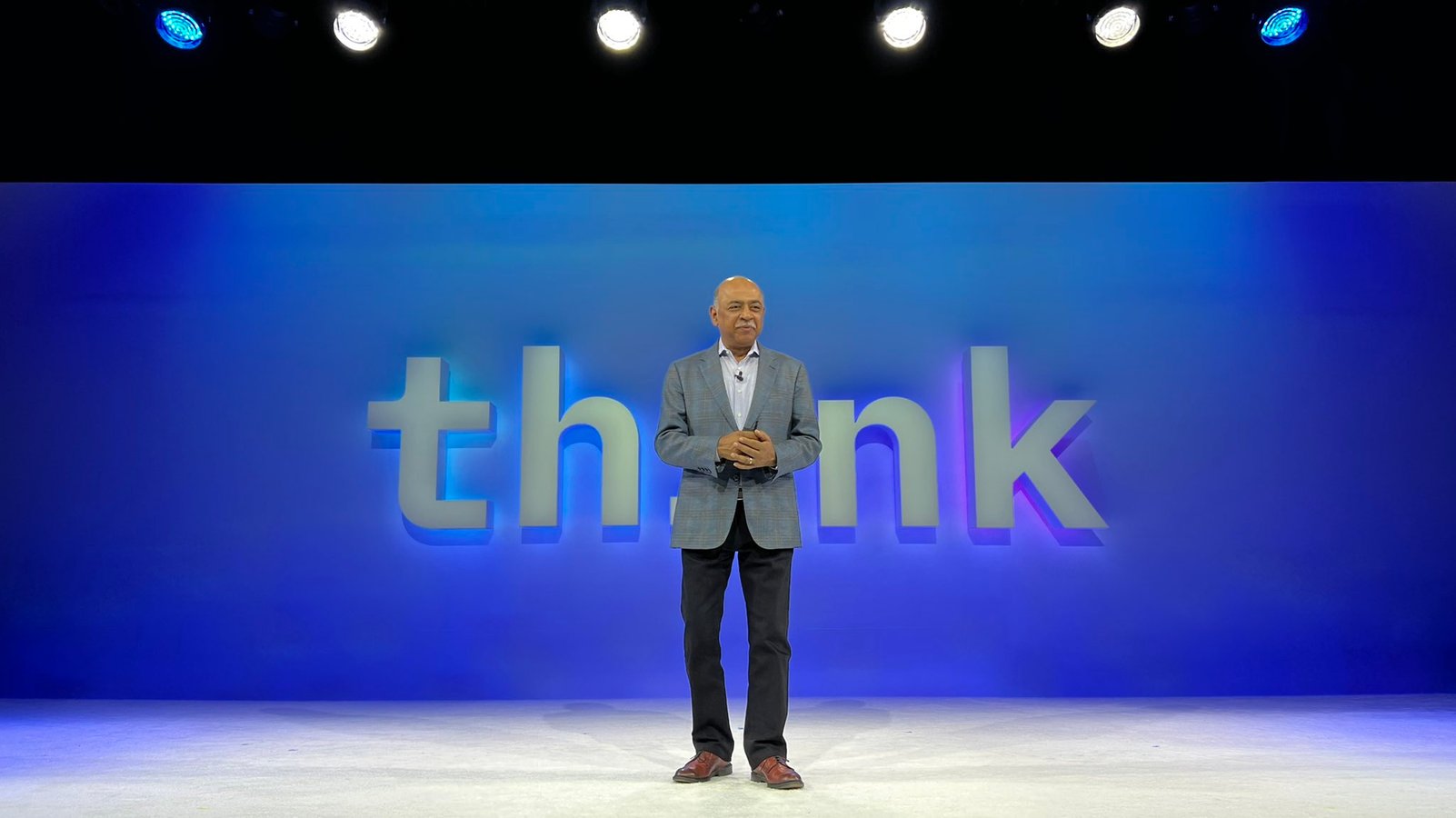 IBM CEO Arvind Krishna speaks at the IBM Think conference in Boston in May 2022, ahead of the company's Q2 2026 earnings call revealing a 42% mainframe hardware decline