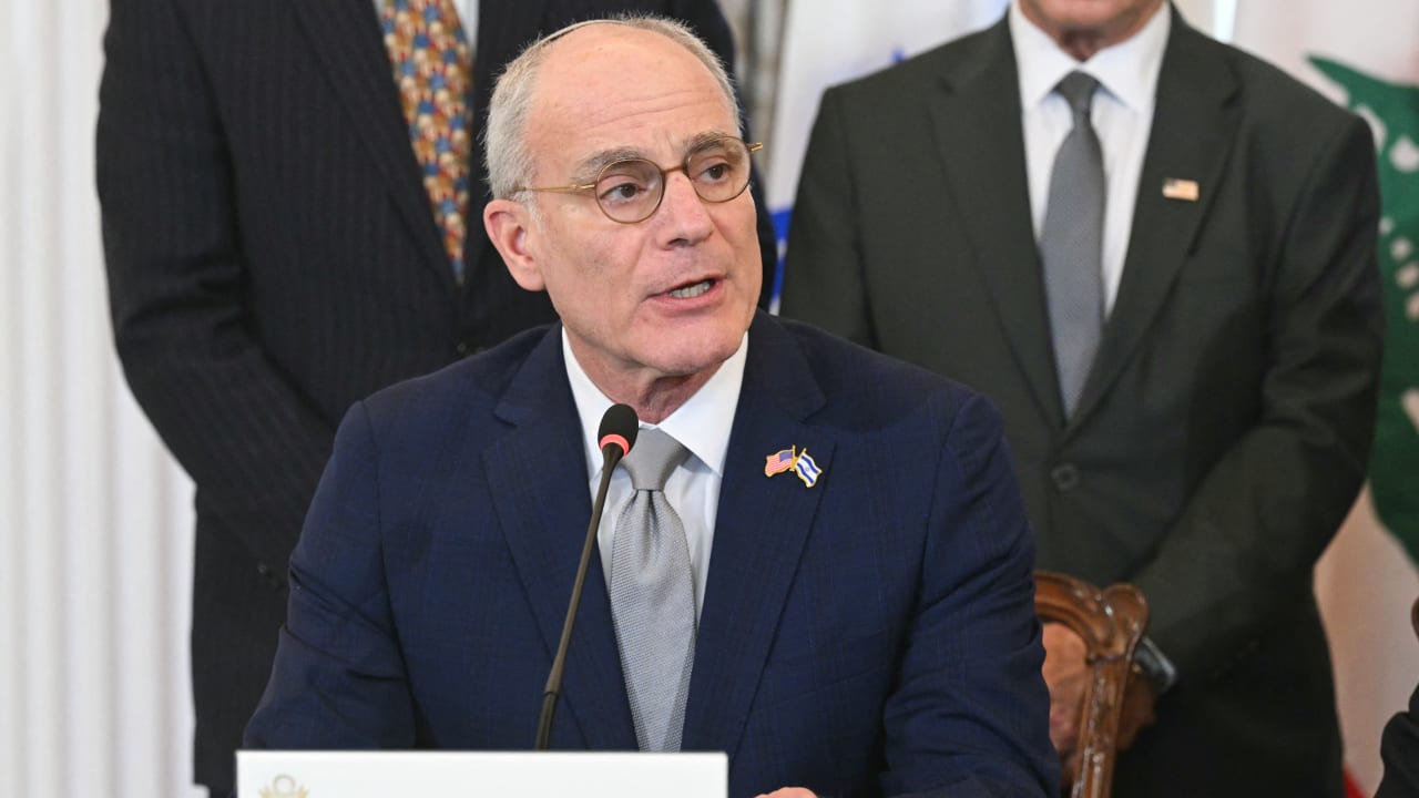 Israeli Ambassador Yechiel Leiter speaks at the Lebanon ceasefire framework discussions at the US State Department in Washington