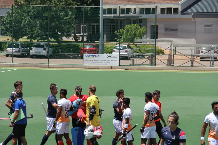 Indian hockey team in action during a friendly match in Europe