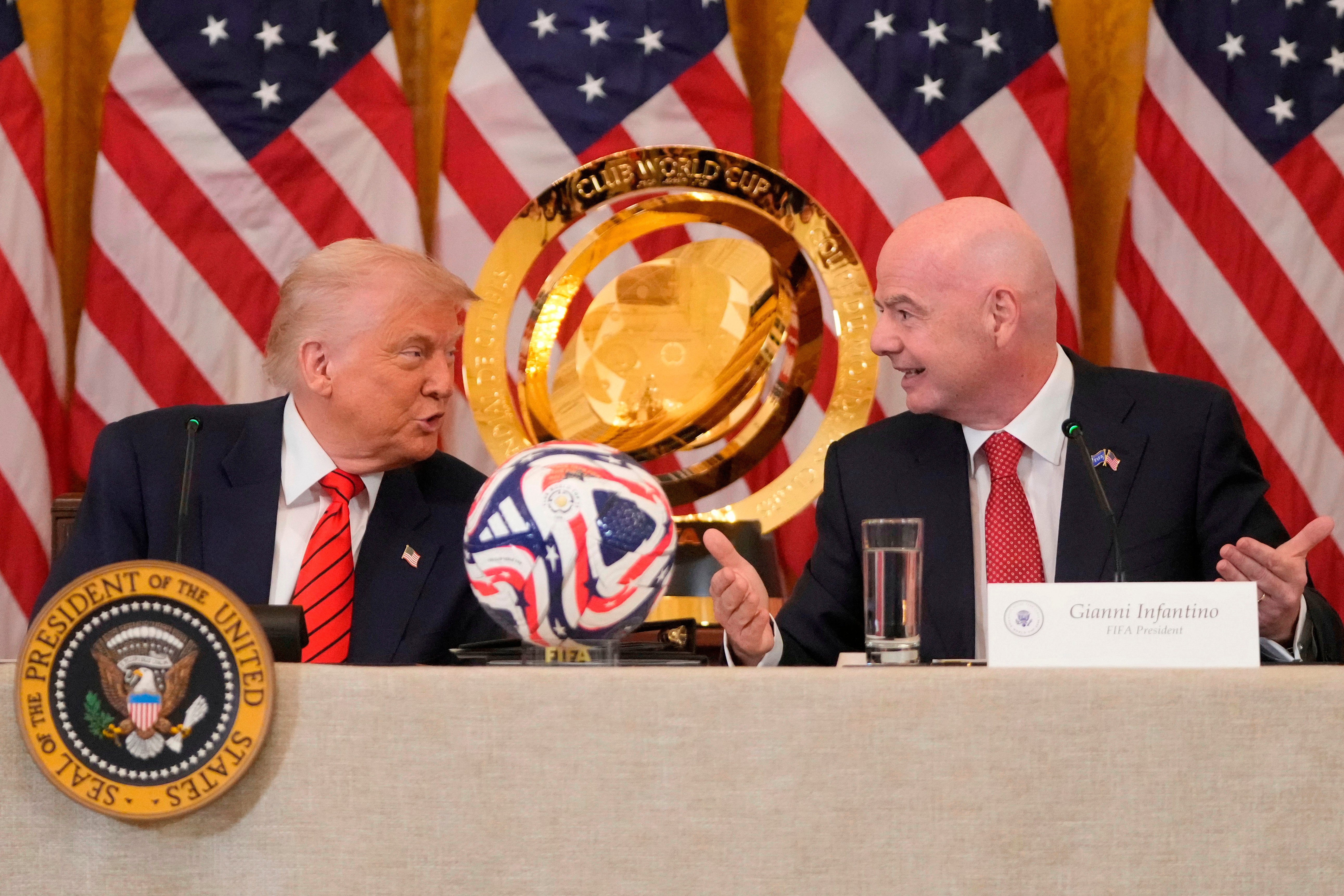 FIFA President Gianni Infantino stands with Donald Trump at the White House