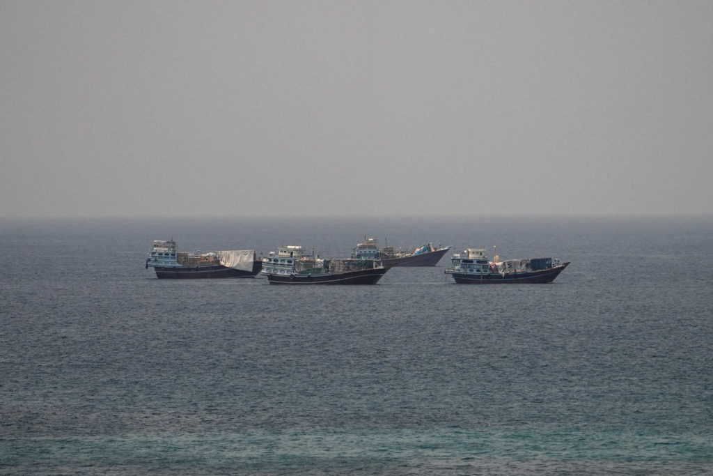 Vessels transit the Strait of Hormuz as seen from Musandam Oman July 2026