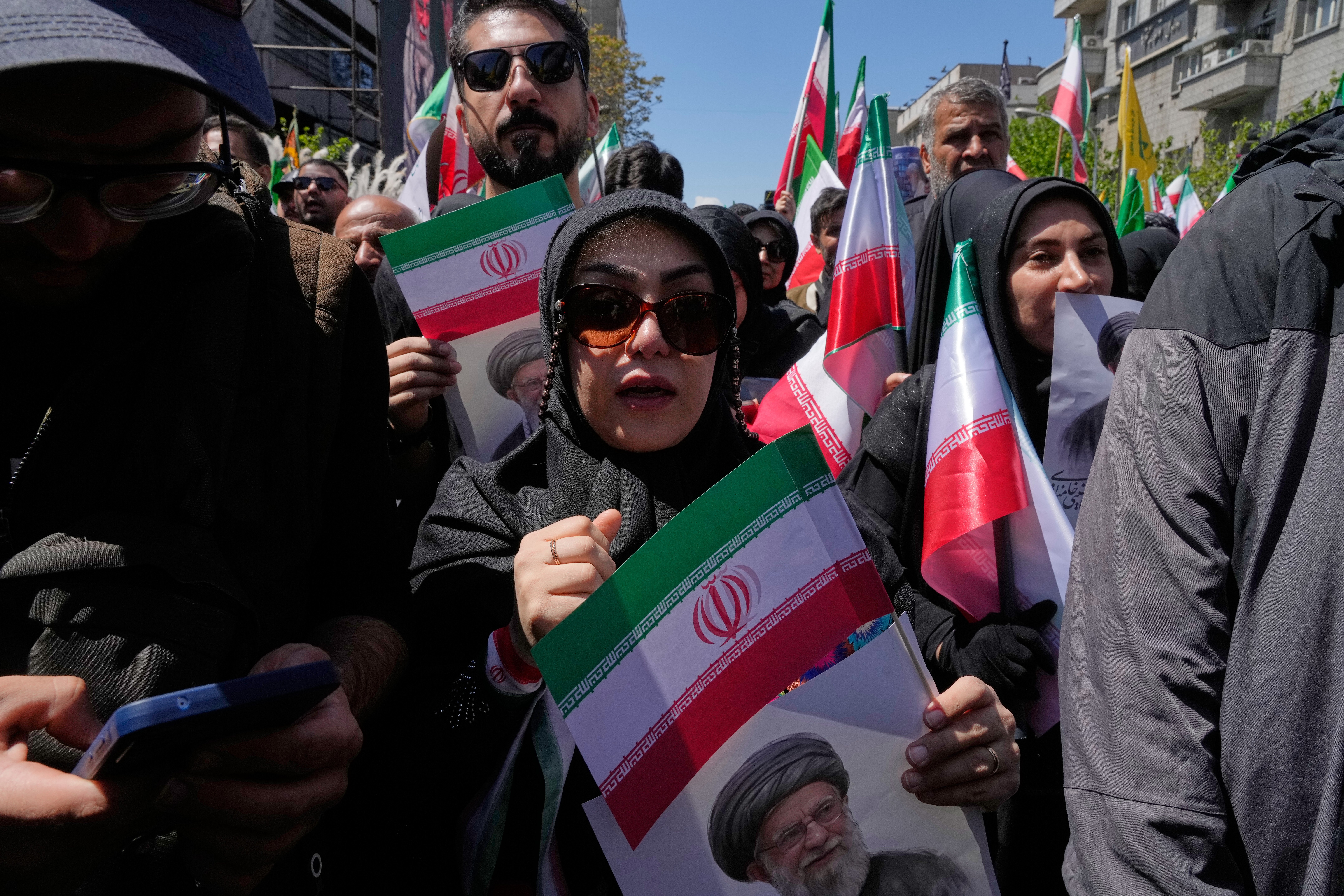 Iranian mourners at Khamenei memorial ceremony April 2026
