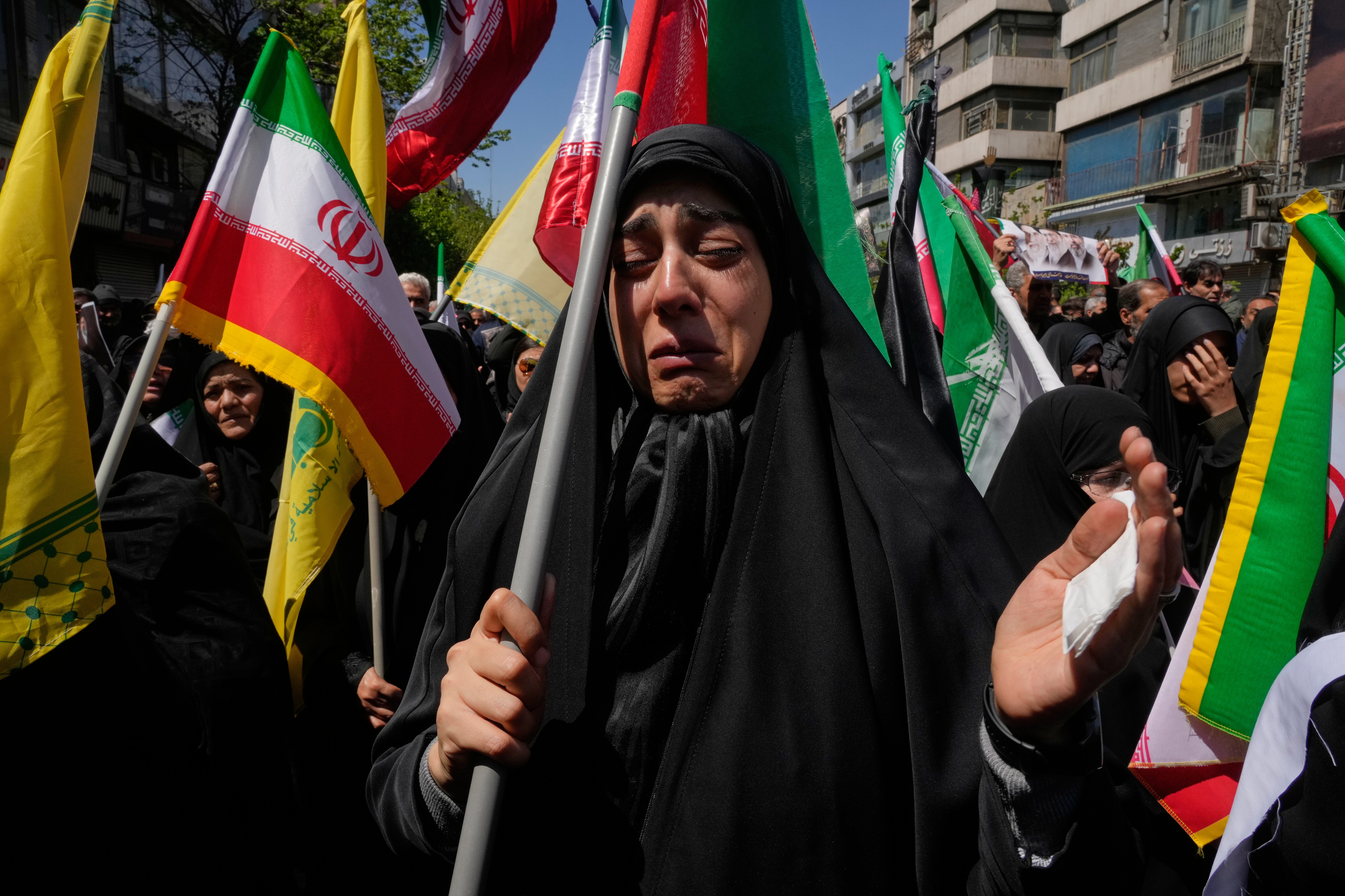 Iranian mourners gather in Tehran at the forty-day ceremony marking the killing of Supreme Leader Ali Khamenei, April 9, 2026