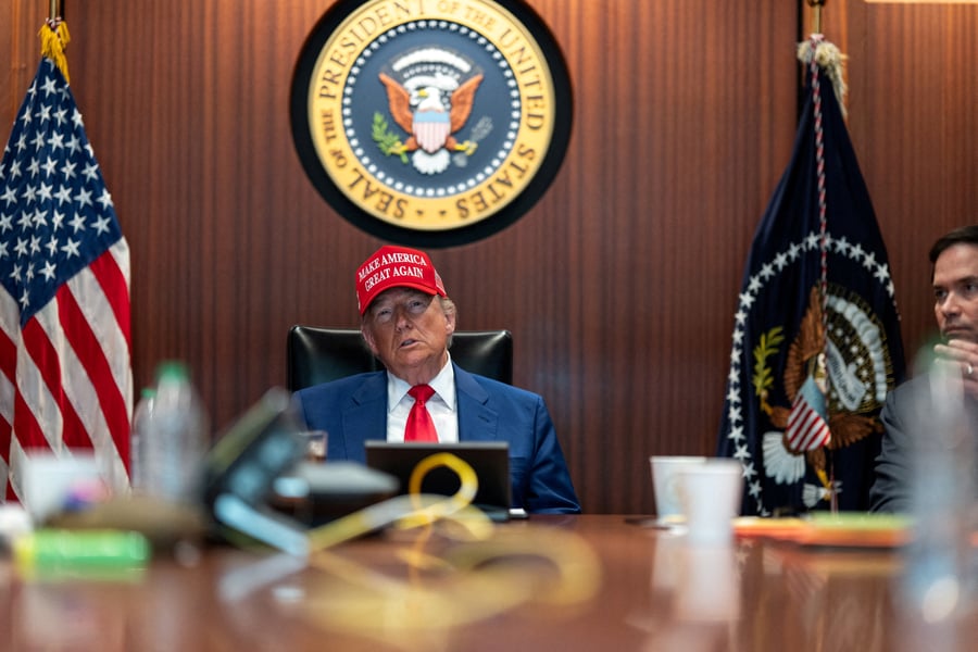 US President Donald Trump in the White House Situation Room on June 21 2025, the day before US strikes on Iran's nuclear facilities