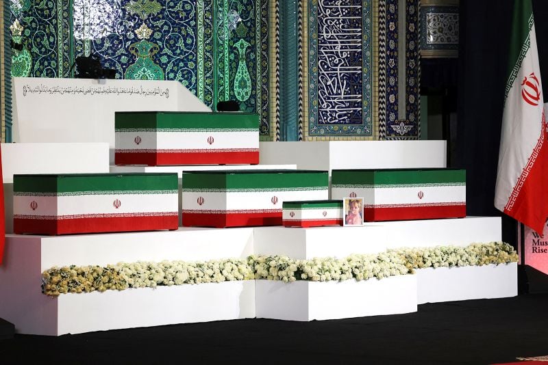 Tehran streets during Khamenei state funeral as Medvedev meets Pezeshkian July 2026