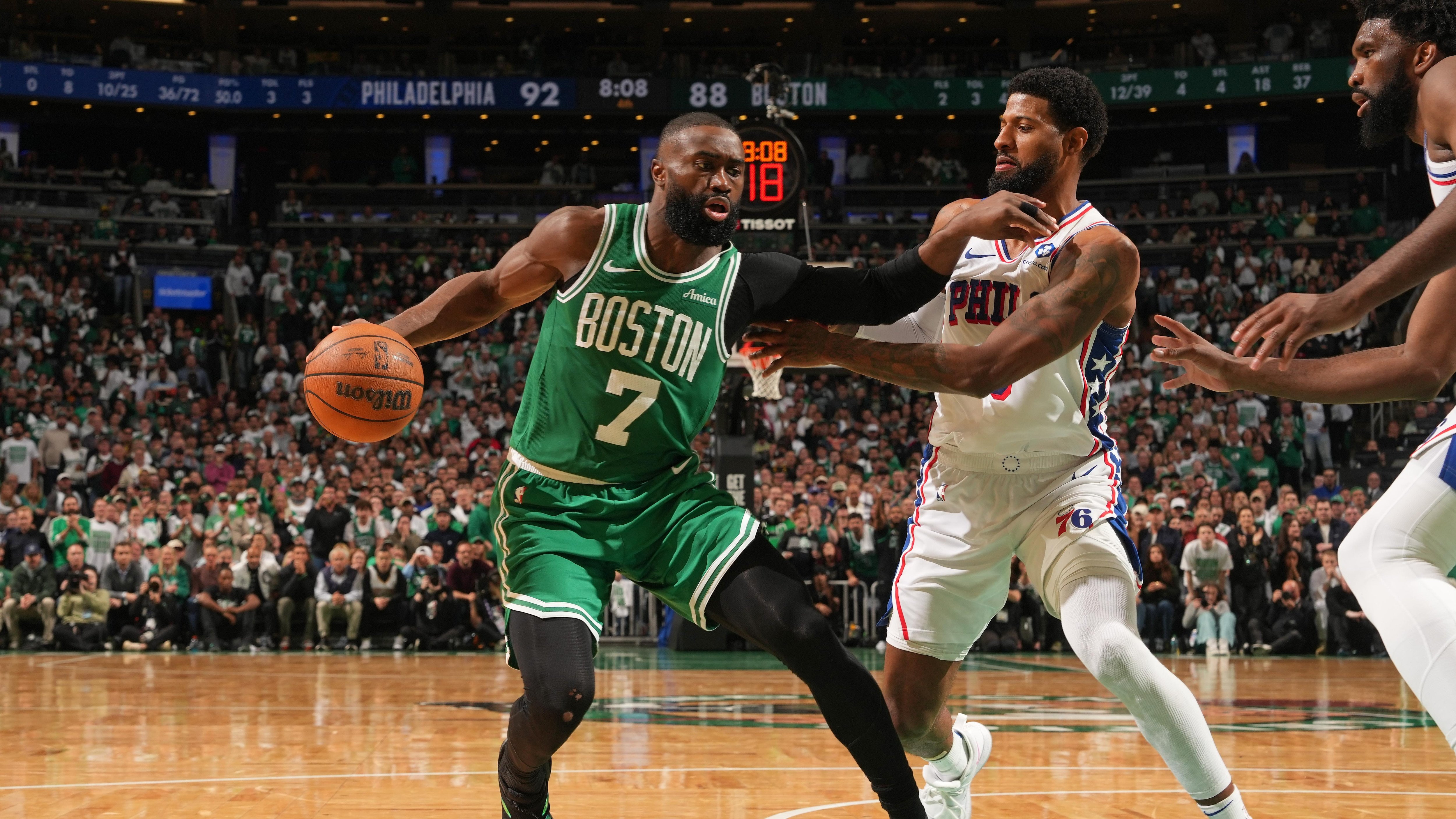 Jaylen Brown in a Boston Celtics uniform during a game