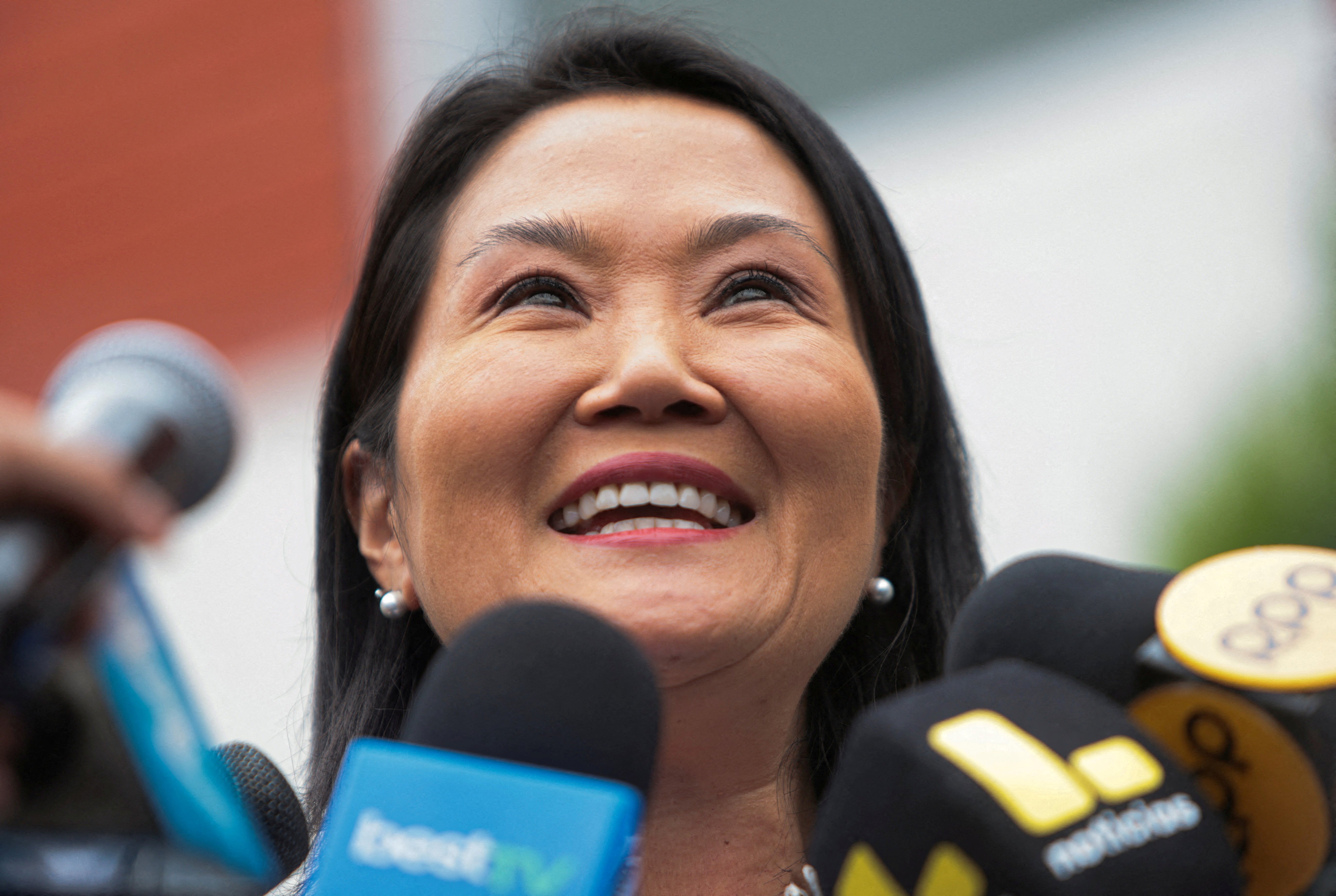 Keiko Fujimori celebrates after being declared winner of Peru's 2026 presidential election