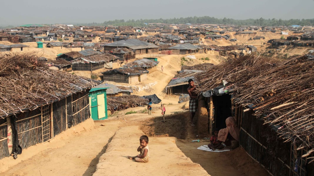 Aerial view of Kutupalong refugee camp in Cox's Bazar, one of the world's largest Rohingya refugee settlements