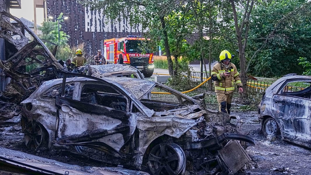 Smoke rising over Kyiv after Russian overnight missile and drone barrage