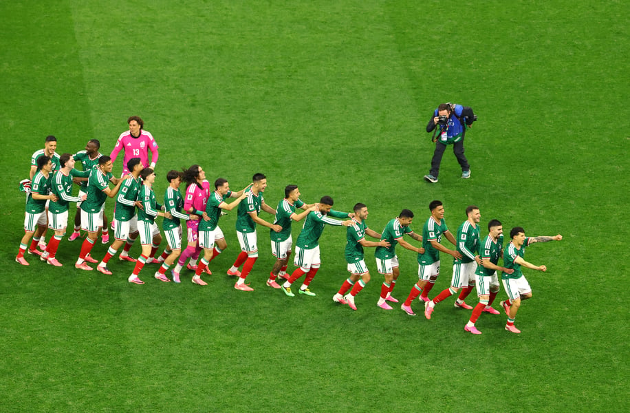 Raúl Jiménez celebrates his 47th international goal for Mexico at the 2026 FIFA World Cup against Ecuador