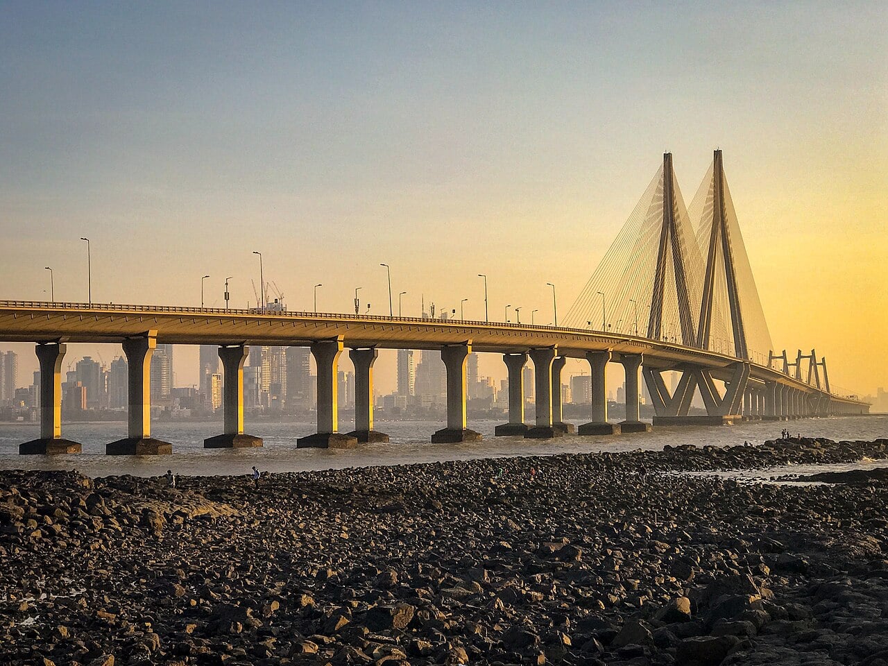 Mumbai Bandra Worli Sea Link aerial view highlighting India infrastructure and economy