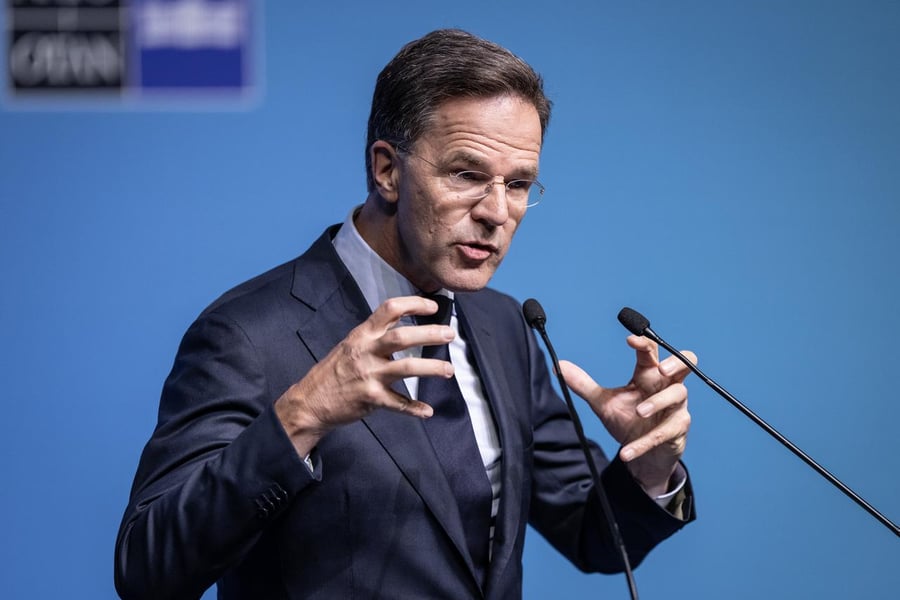 NATO Secretary General Mark Rutte announces the NATO Engine initiative at the NATO Summit Defence Industry Forum in Ankara.