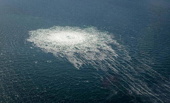 File photo of the 2022 explosion that cut the Nord Stream gas pipeline linking Russia with Europe