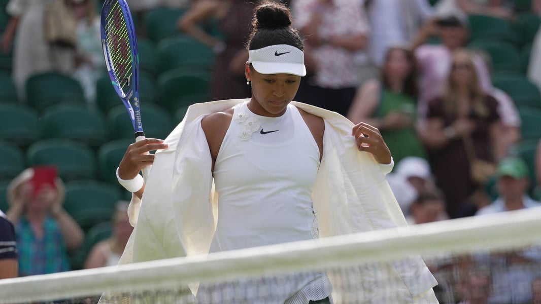 Naomi Osaka on Centre Court during her fourth-round match against Aryna Sabalenka at Wimbledon 2026