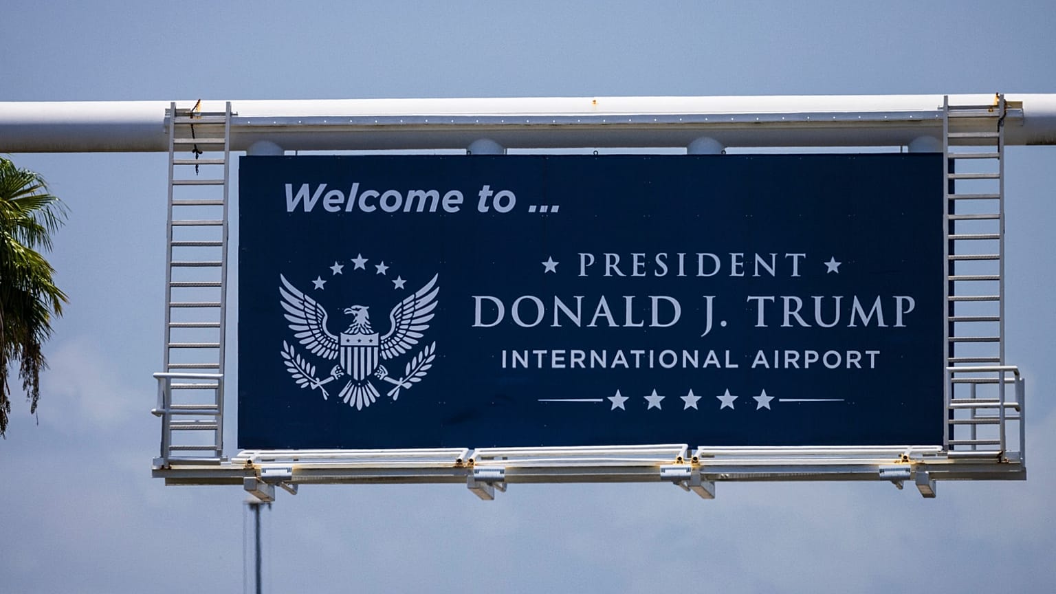 New sign at President Donald J. Trump International Airport formerly Palm Beach International