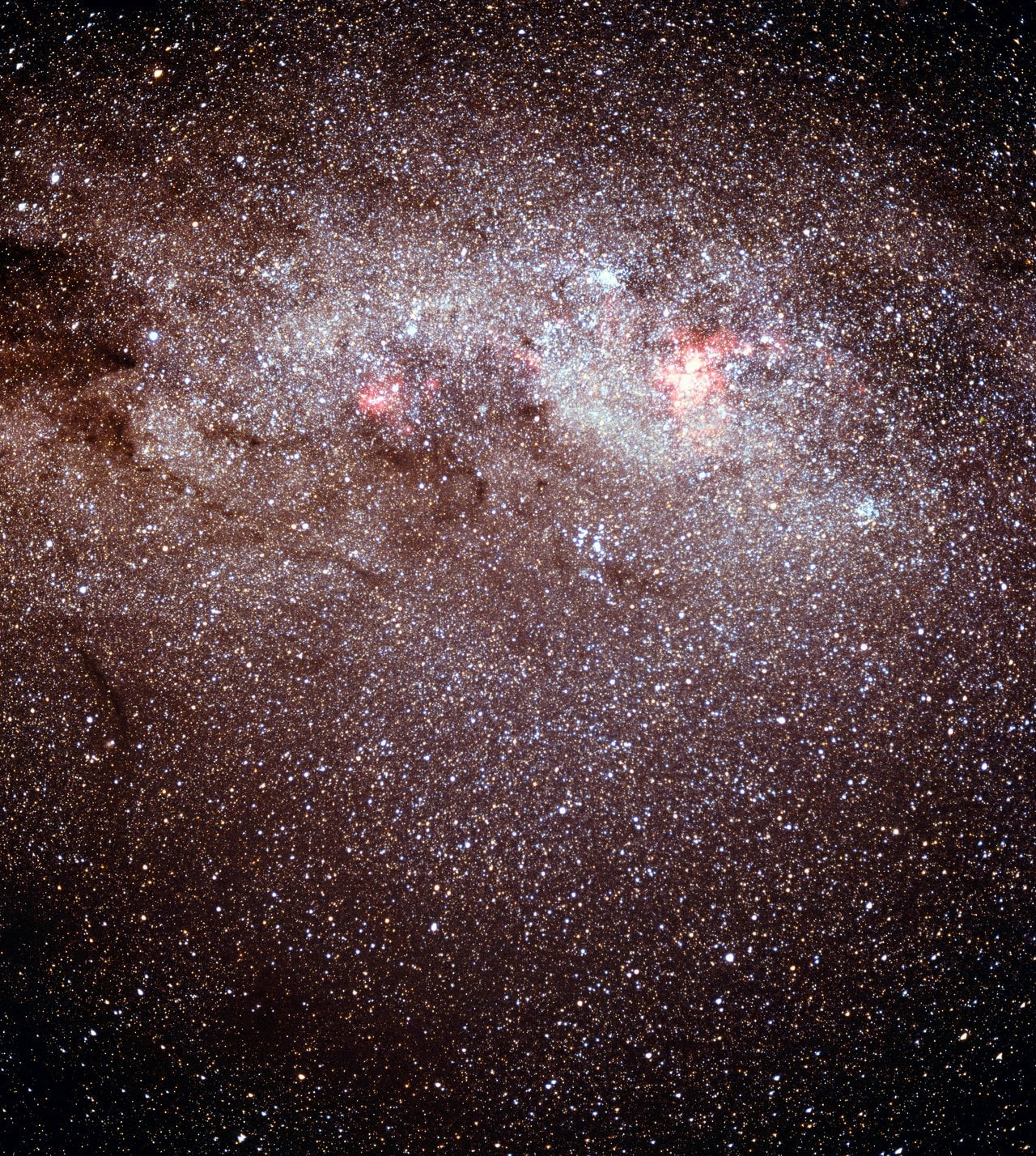 The Milky Way arch with southern constellations Crux and Carina visible from ESO observatory site in Chile, the sky Rubin Observatory surveys