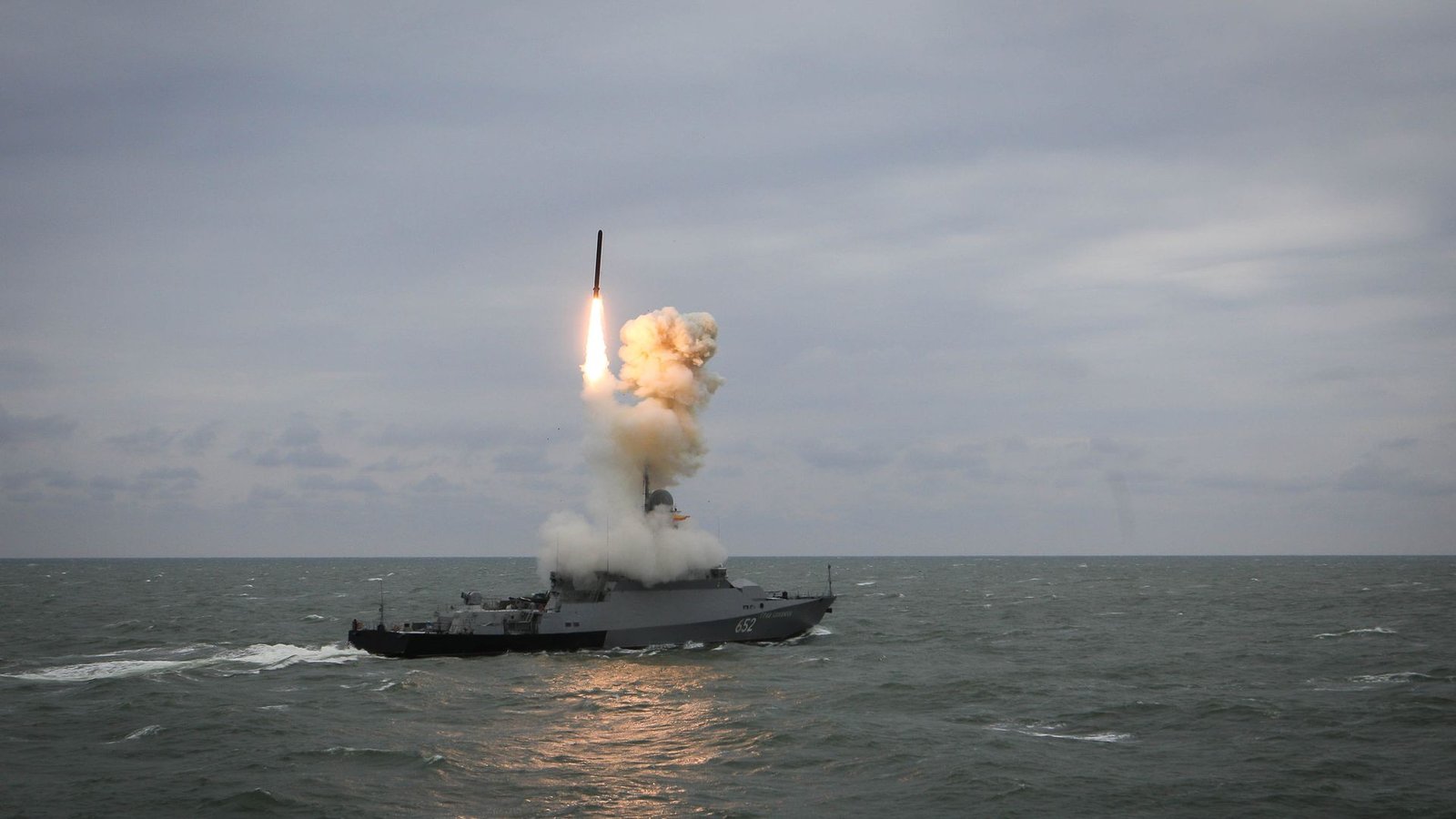 Russian warship fires Kalibr cruise missile in the Black Sea
