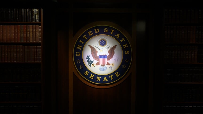 US Senate chamber where Democrats blocked the $1.15 trillion National Defense Authorization Act over Trump's unauthorized Iran war