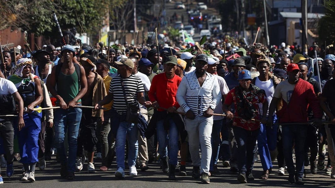 Anti-immigrant protesters march through Johannesburg streets on June 30, 2026, South Africa xenophobia protests