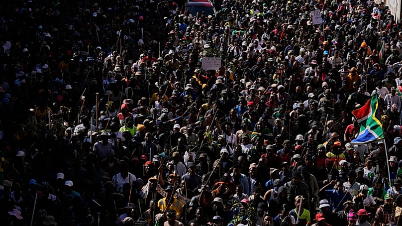 Protesters marching against illegal immigration in Johannesburg South Africa in ongoing xenophobic campaign