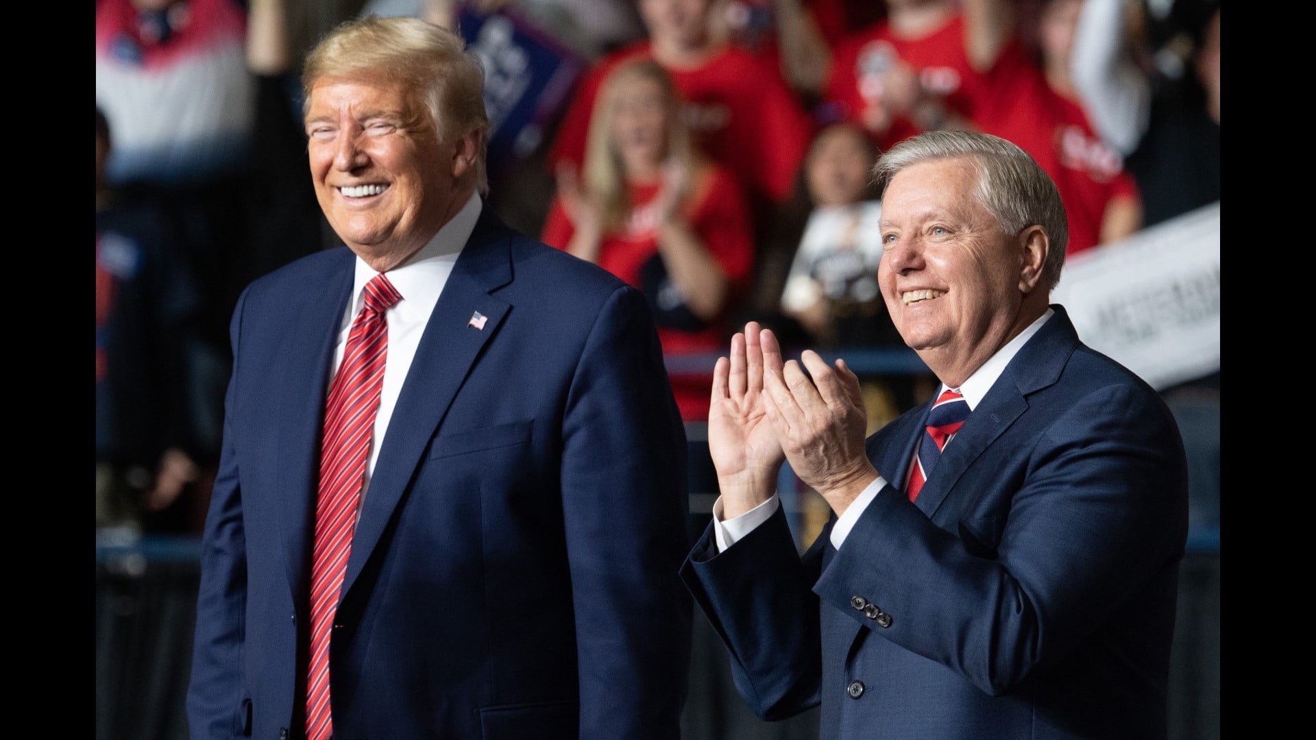 Trump addresses press about Lindsey Graham Senate seat succession in South Carolina