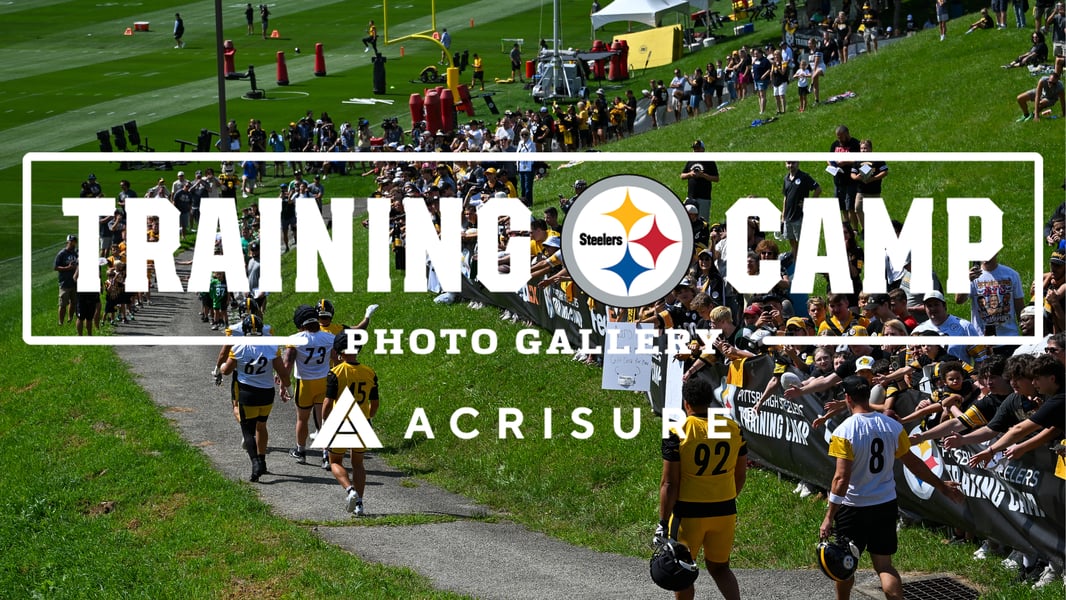 Pittsburgh Steelers players practicing at Saint Vincent College in Latrobe during 2026 NFL training camp