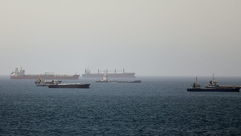 Oil tankers in the Gulf of Oman near the Strait of Hormuz amid the Iran-US ceasefire collapse