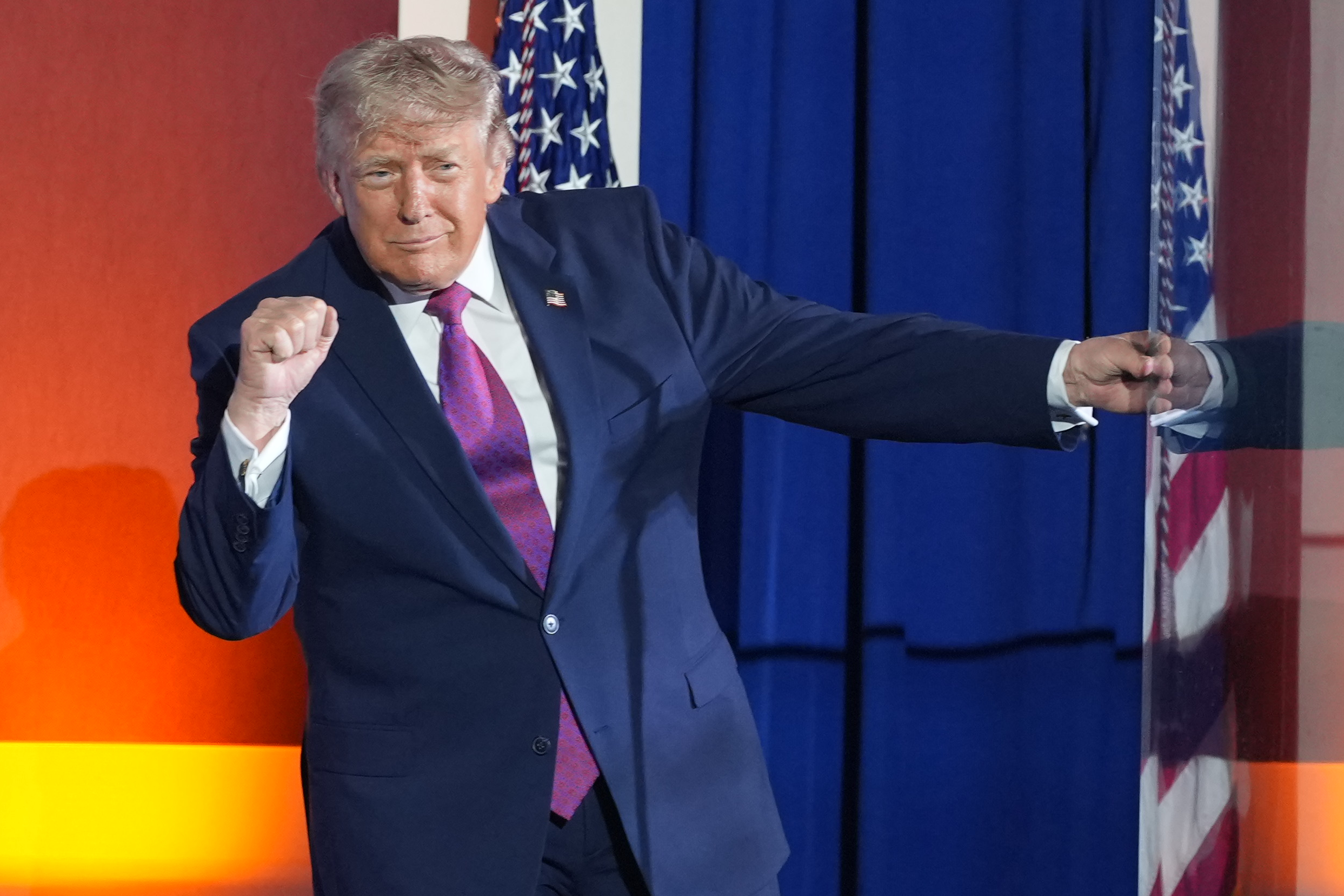 President Donald Trump gestures while speaking at Mount Rushmore National Memorial during America 250 celebrations July 2026