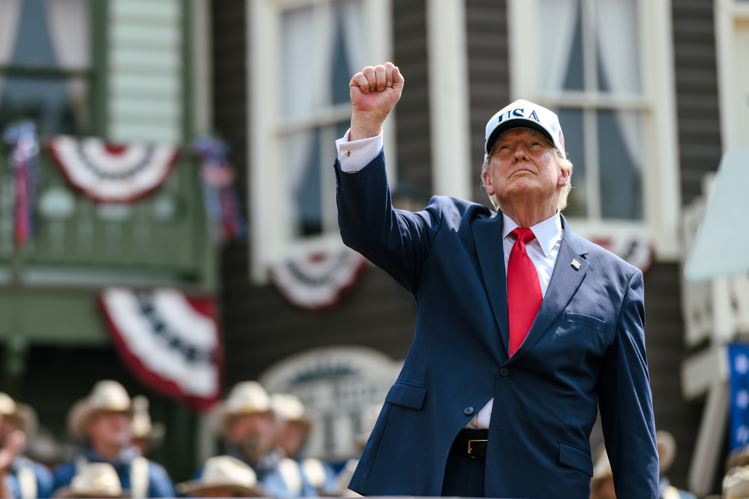 President Donald Trump delivers remarks at the Burning Hills Amphitheatre in Medora North Dakota July 2026