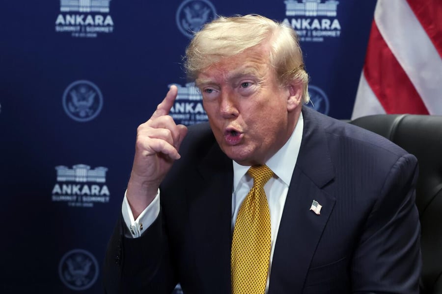 Donald Trump speaks before meeting Volodymyr Zelensky at the NATO summit in Ankara on July 8, 2026.