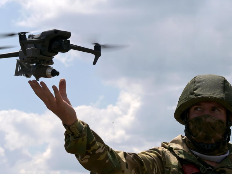 UAV drone operator during Ukraine Russia conflict as 400-drone Moscow attack unfolds
