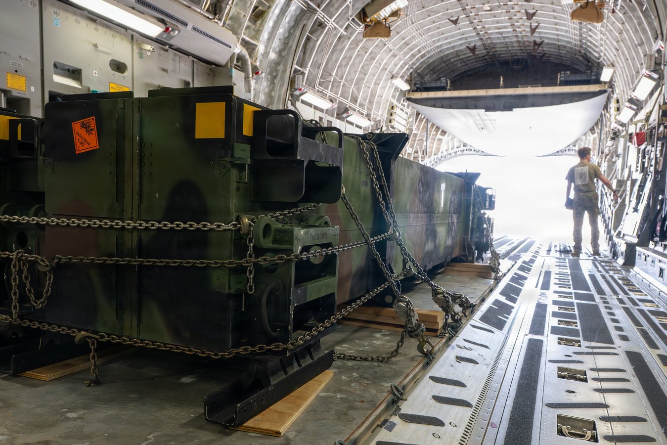 A US Air Force C-17 Globemaster III aircraft conducting operations in the CENTCOM area of responsibility in the Middle East